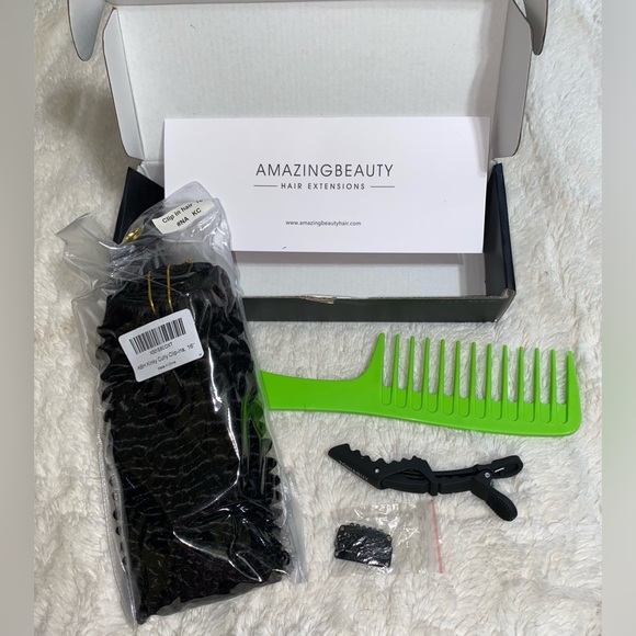 Brand New 16” clip in human hair extensions, kinky curly natural black - Picture 3 of 7